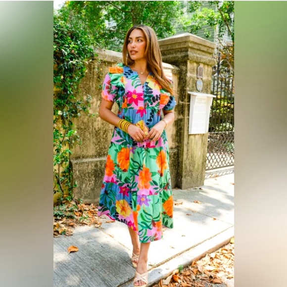 NWT BRITON COURT Agata midi Dress, Floral Size Large and XL. - Picture 4 of 11